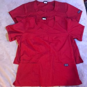 Two Red Scrub Shirts
